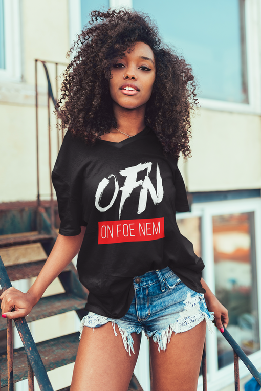 On Foe Nem - Unisex Jersey Short Sleeve V-Neck Tee
